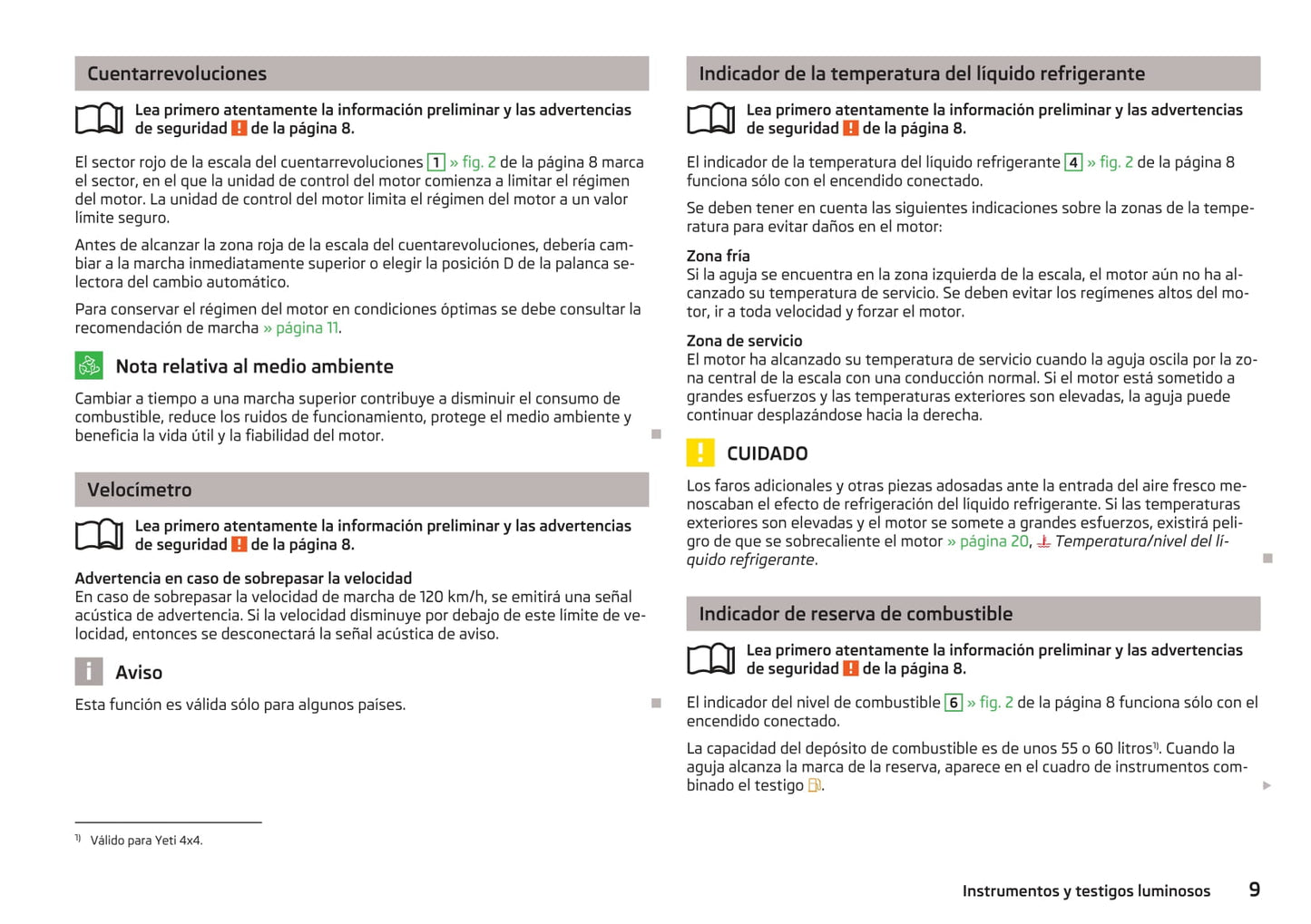 2014-2015 Skoda Yeti Owner's Manual | Spanish