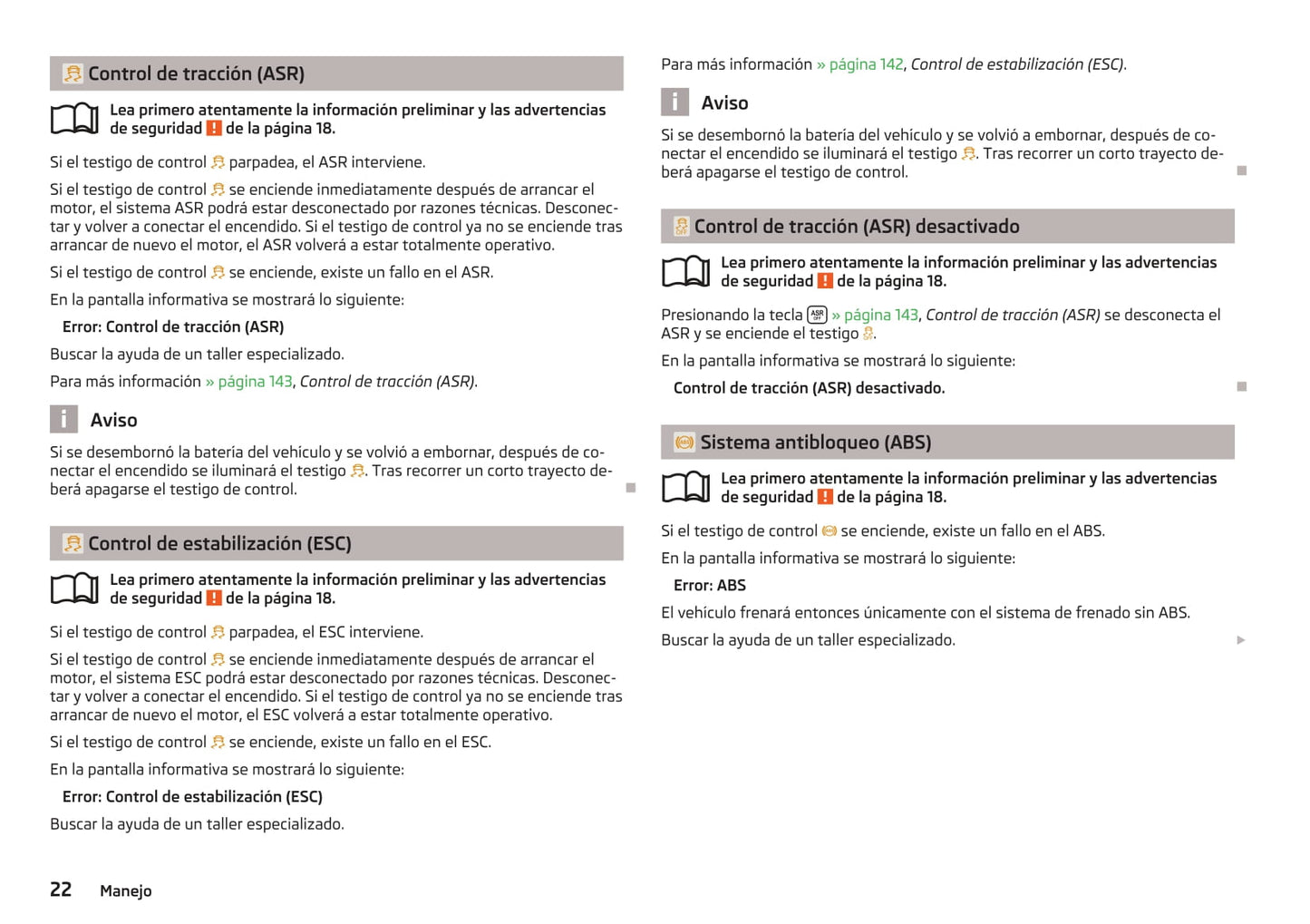 2014-2015 Skoda Yeti Owner's Manual | Spanish