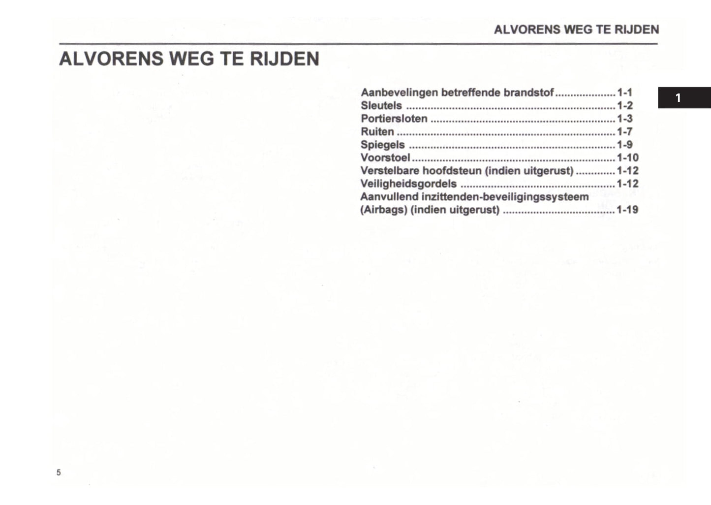 1999-2000 Subaru Justy Gebruikershandleiding | Nederlands