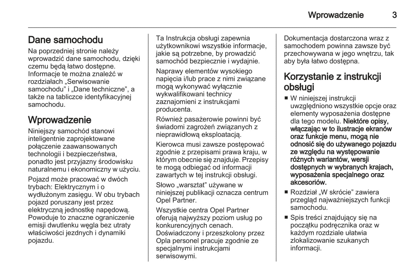 2012-2013 Opel Ampera Owner's Manual | Polish