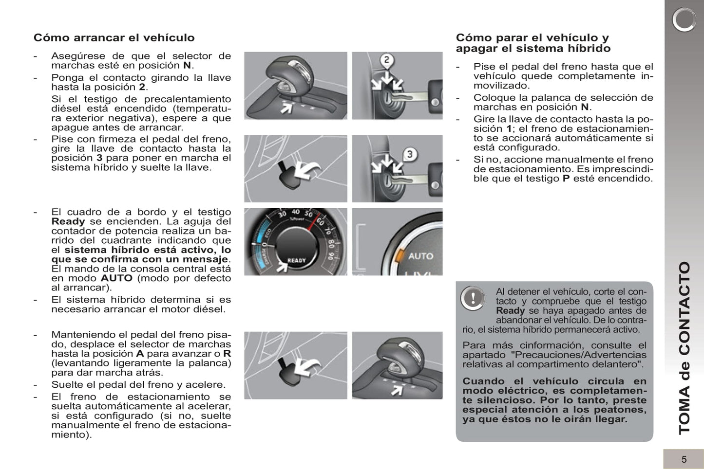 2012-2013 Peugeot 3008 HYbrid4 Bedienungsanleitung | Spanisch