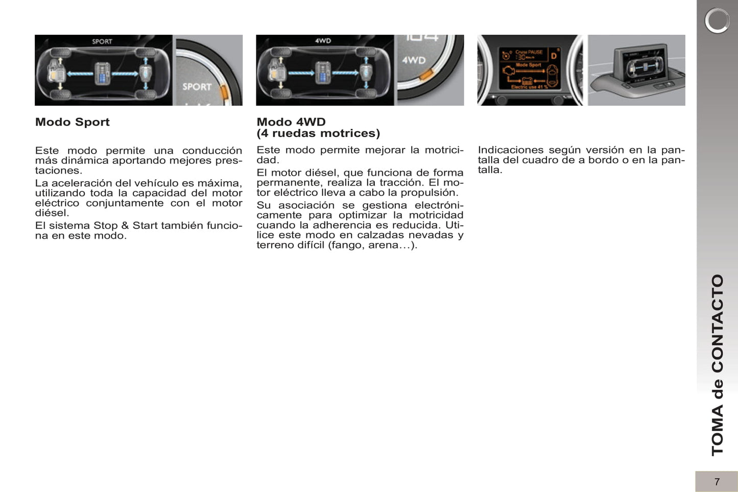 2012-2013 Peugeot 3008 HYbrid4 Bedienungsanleitung | Spanisch