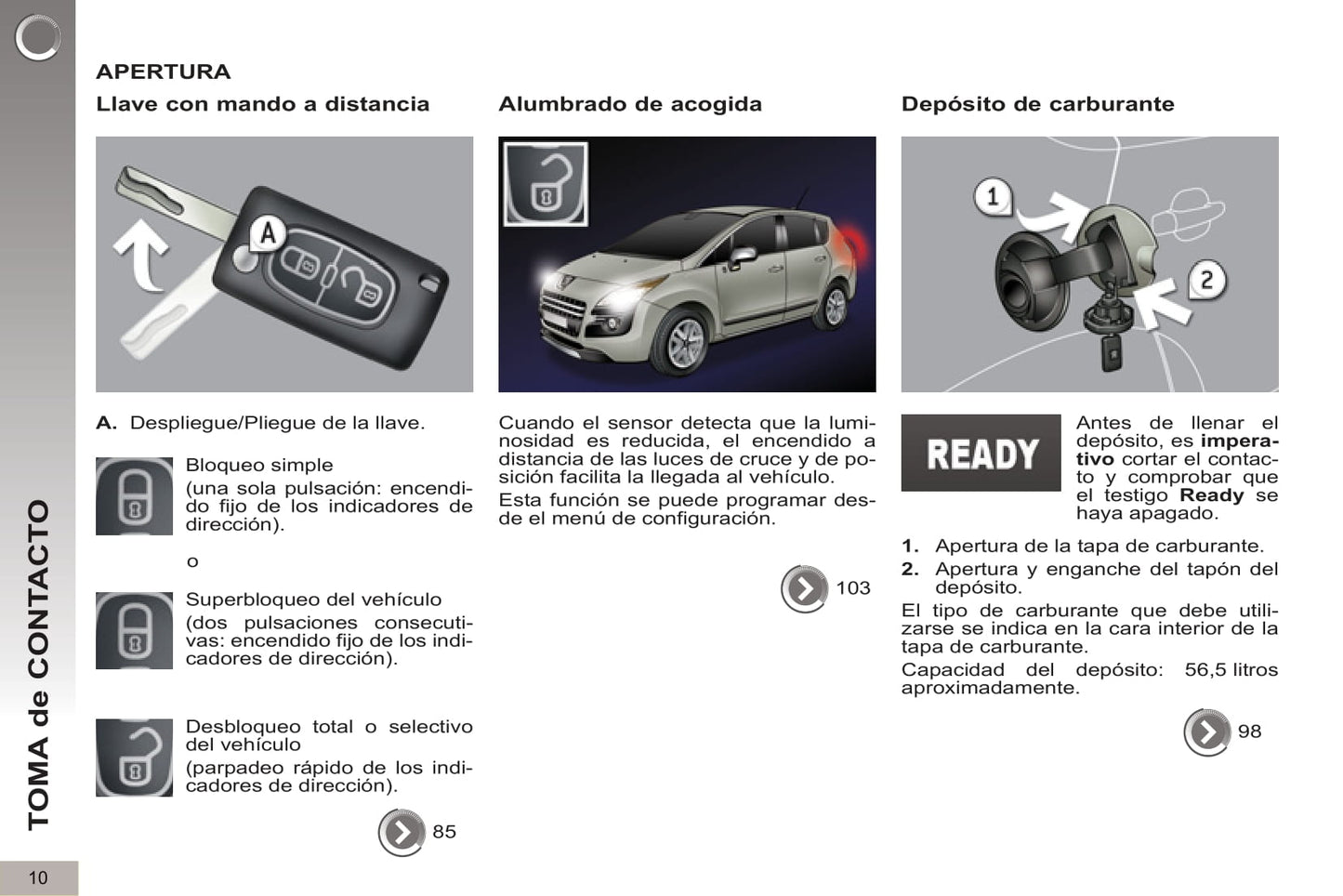 2012-2013 Peugeot 3008 HYbrid4 Bedienungsanleitung | Spanisch