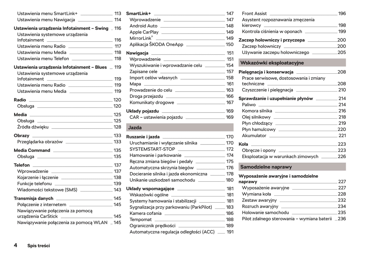 2017-2018 Skoda Fabia Owner's Manual | Polish