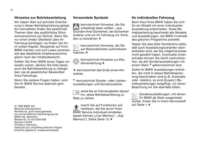 1999-2001 BMW 7 Series Owner's Manual | German