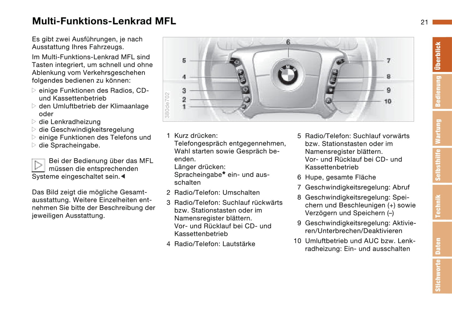 1999-2001 BMW 7 Series Owner's Manual | German