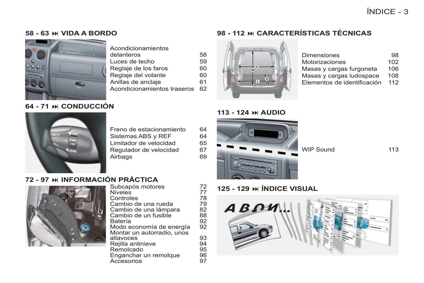 2011-2012 Peugeot Partner Origin Bedienungsanleitung | Spanisch