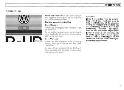 1994-1999 Volkswagen Polo/Variant Manuel du propriétaire | Néerlandais