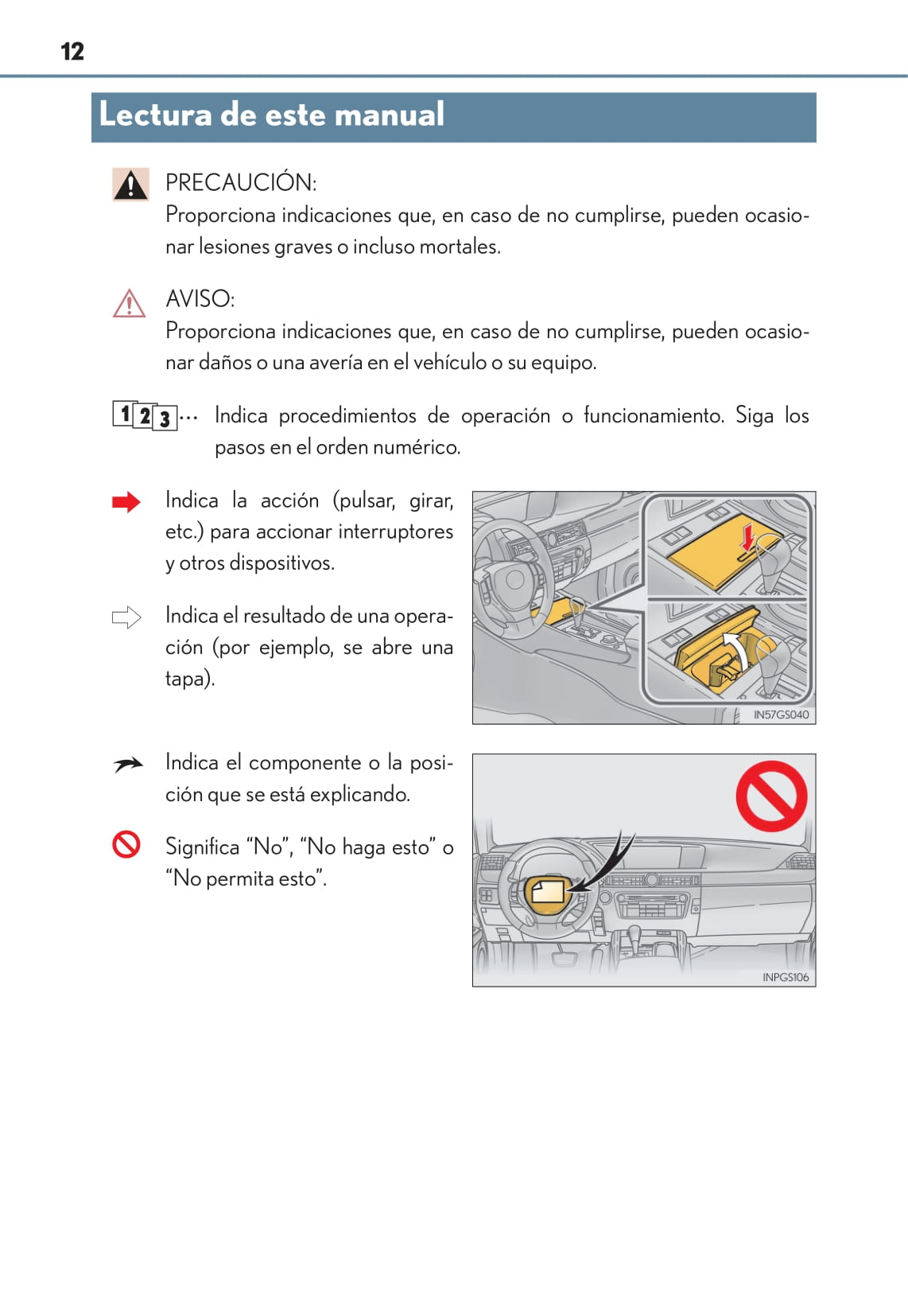 2014-2015 Lexus GS 300h/GS 450h Owner's Manual | Spanish