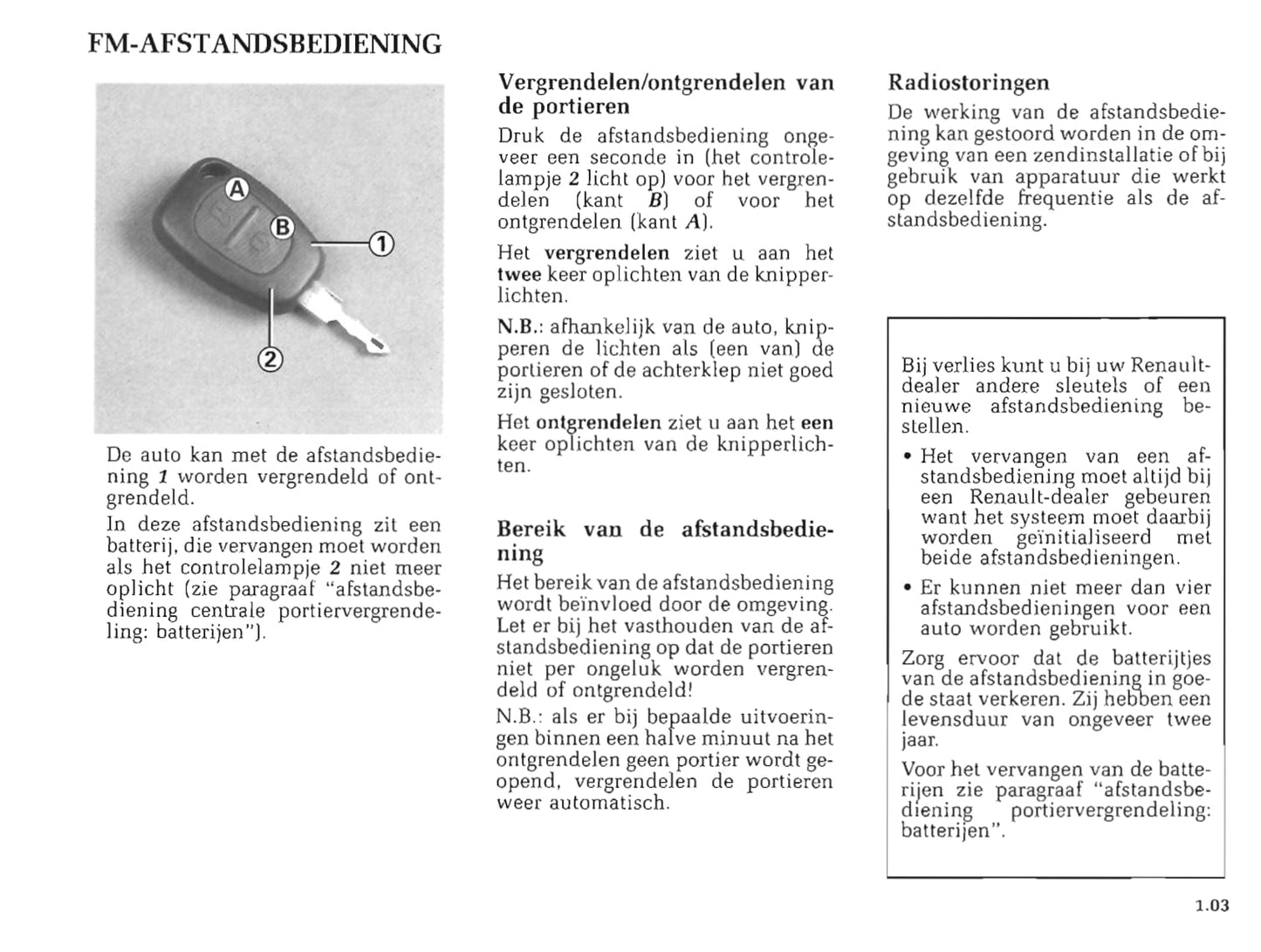 2000-2001 Renault Trafic Owner's Manual | Dutch