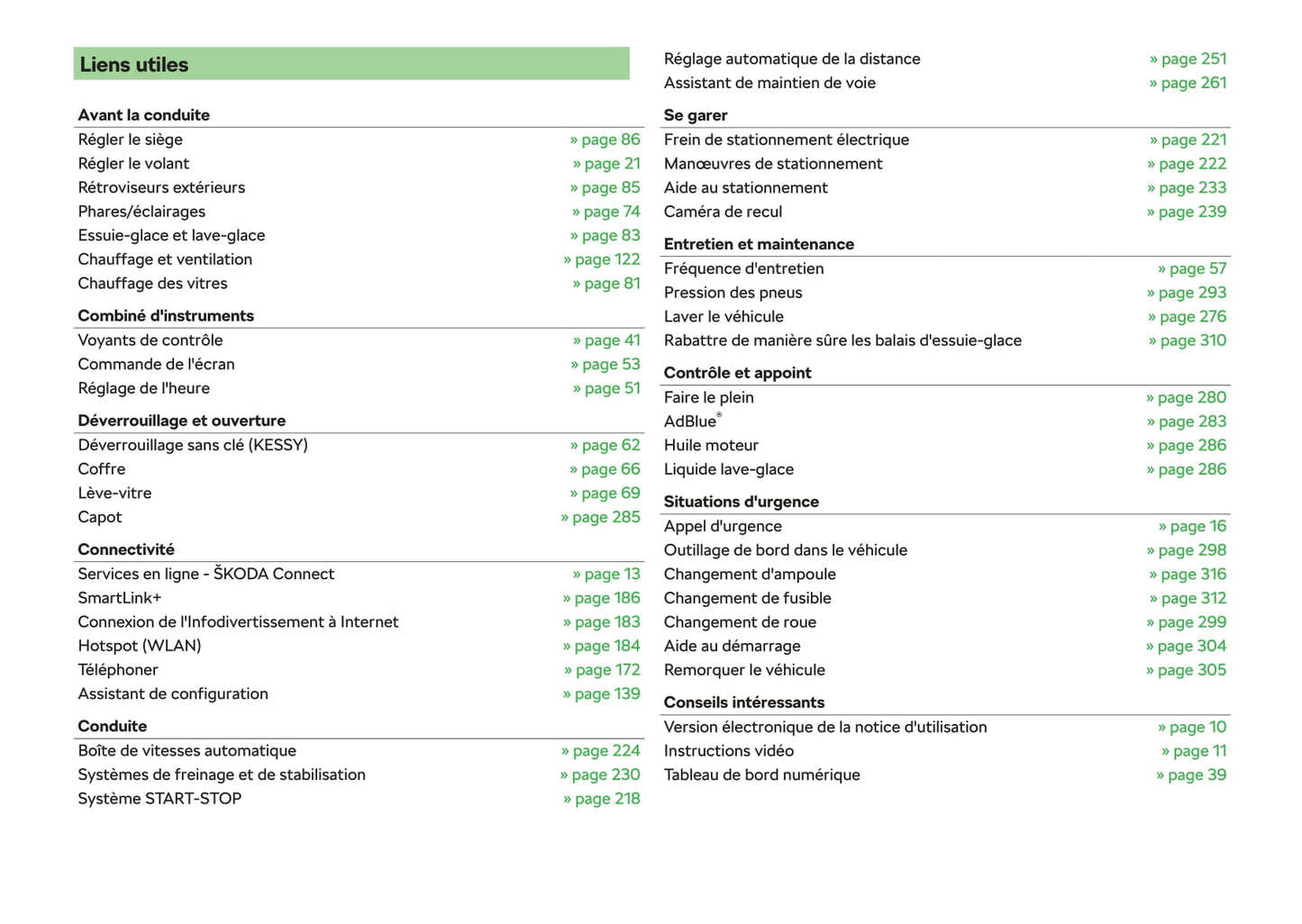 2018-2019 Skoda Superb Owner's Manual | French