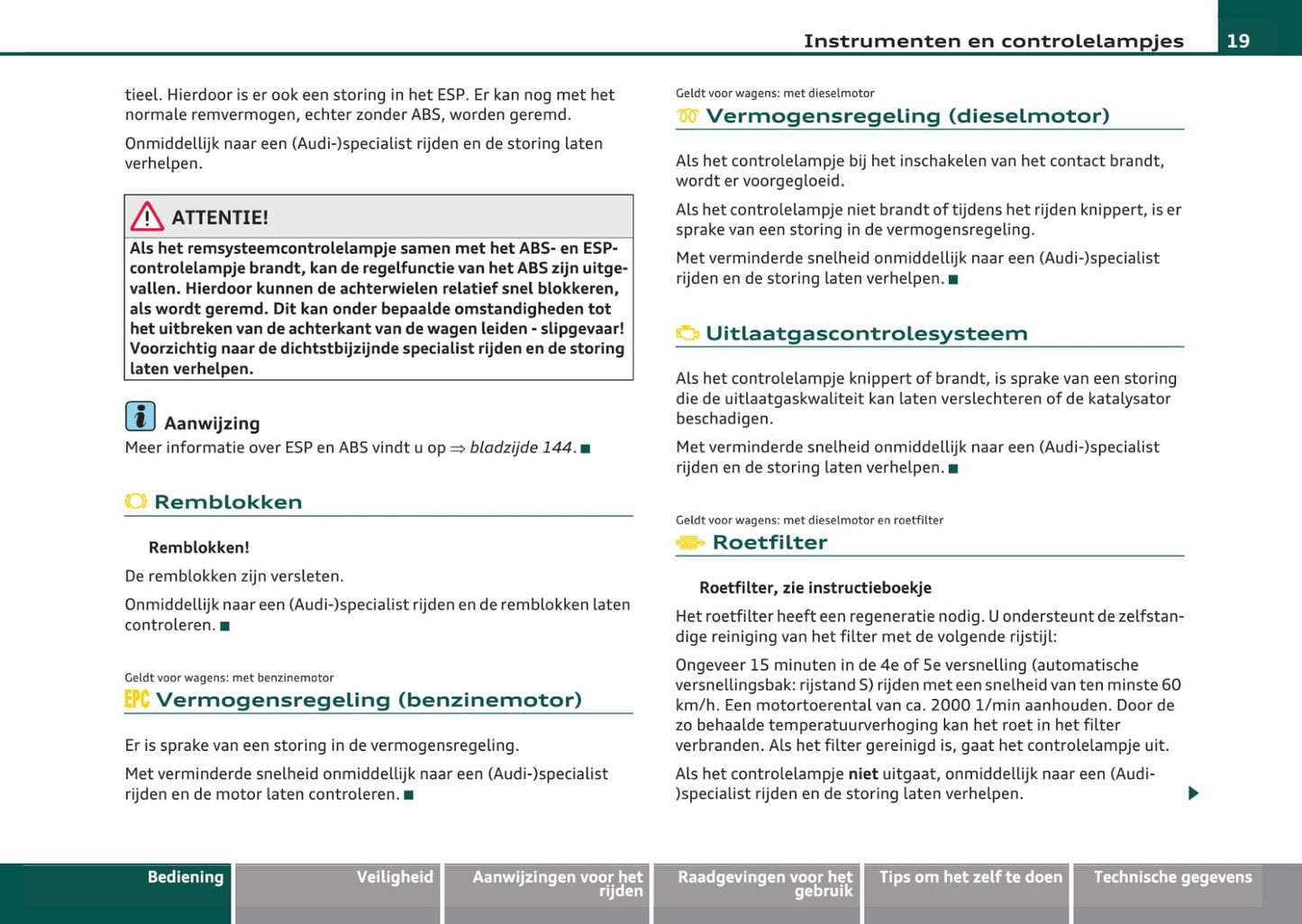 2008-2013 Audi A3 Gebruikershandleiding | Nederlands