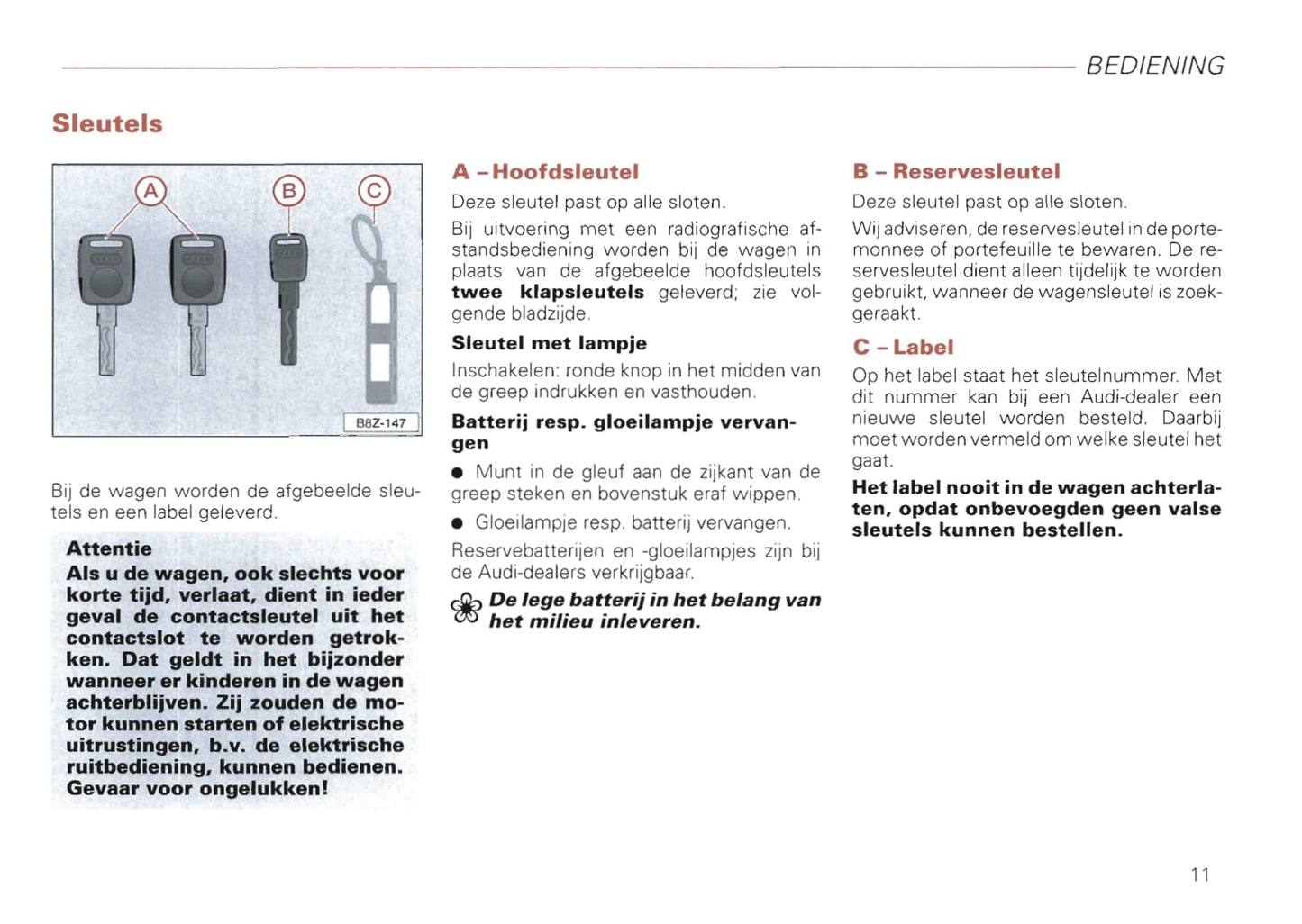 2000-2008 Audi A2 Owner's Manual | Dutch