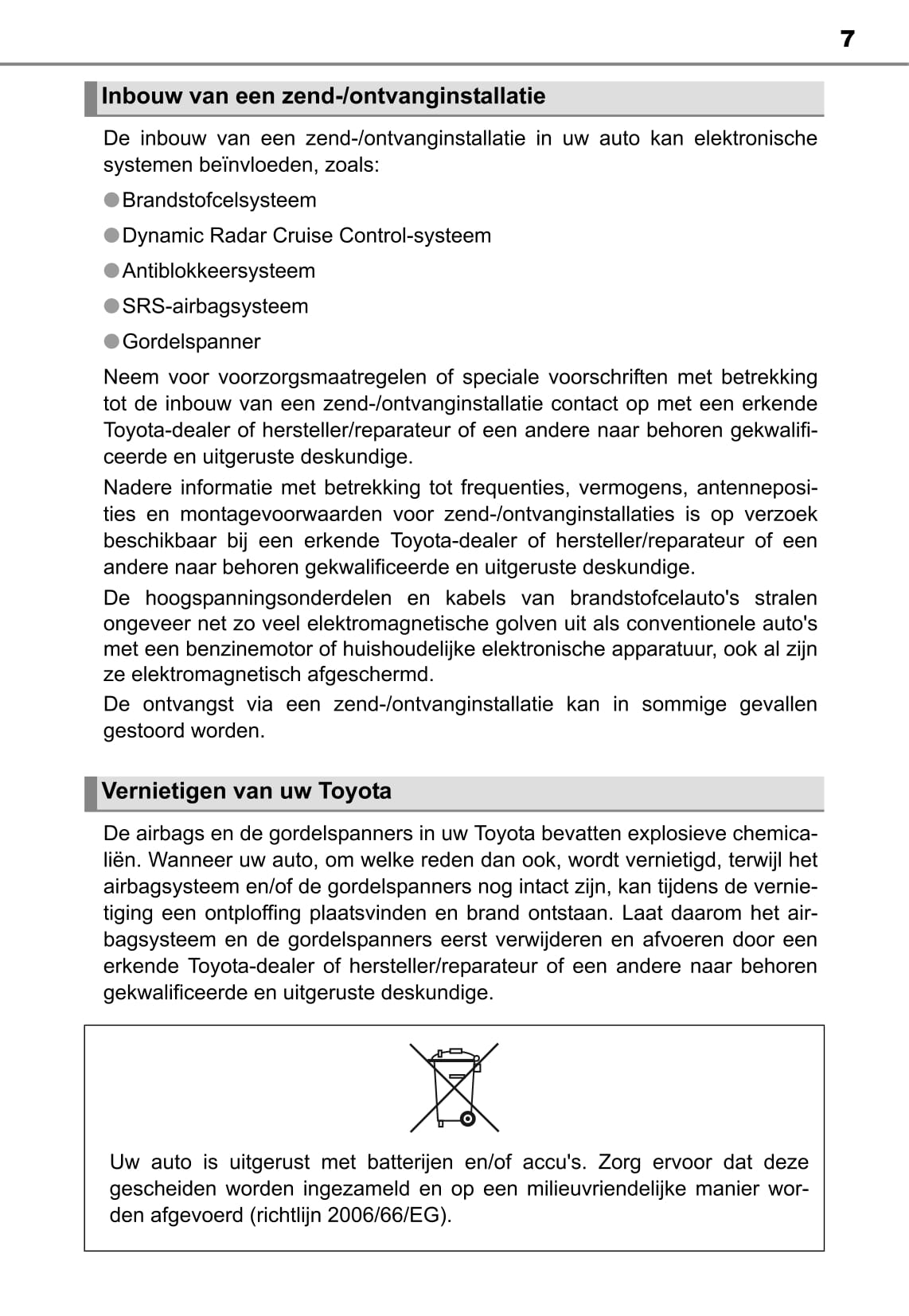 2015-2018 Toyota Mirai Owner's Manual | Dutch