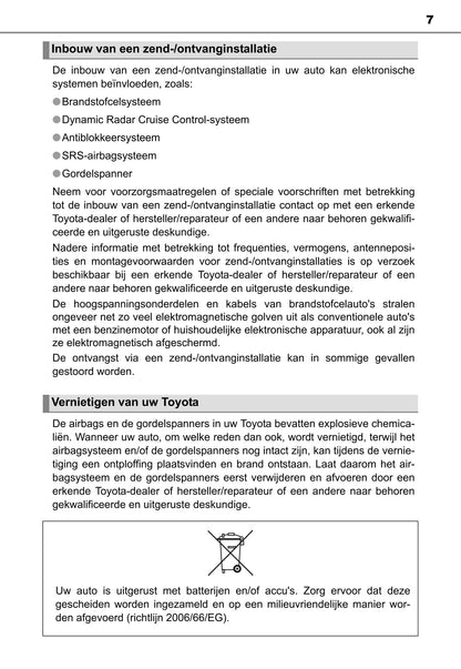 2015-2018 Toyota Mirai Owner's Manual | Dutch