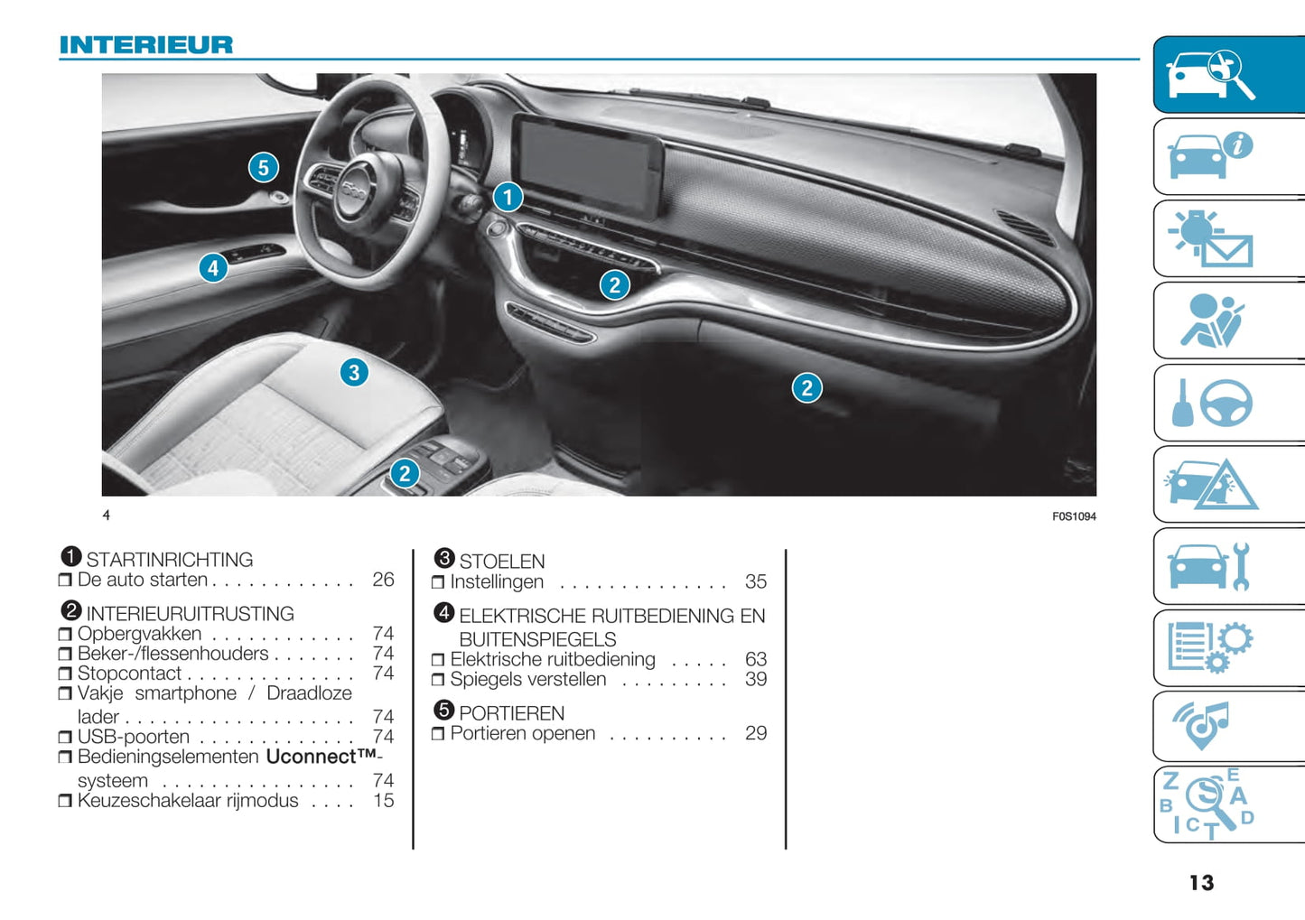 2021-2022 Fiat 500e Gebruikershandleiding | Nederlands