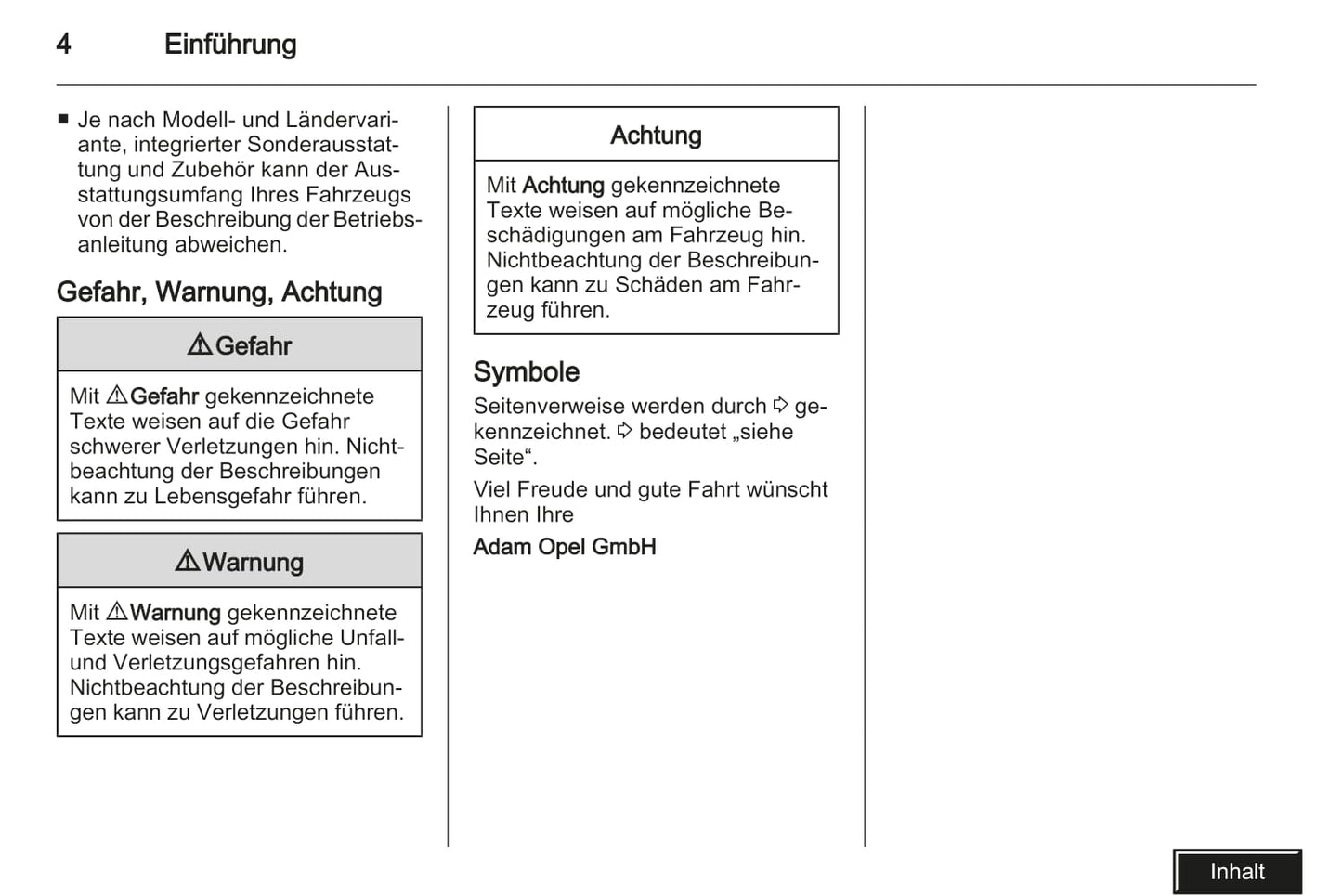 2008 Opel Zafira Owner's Manual | German