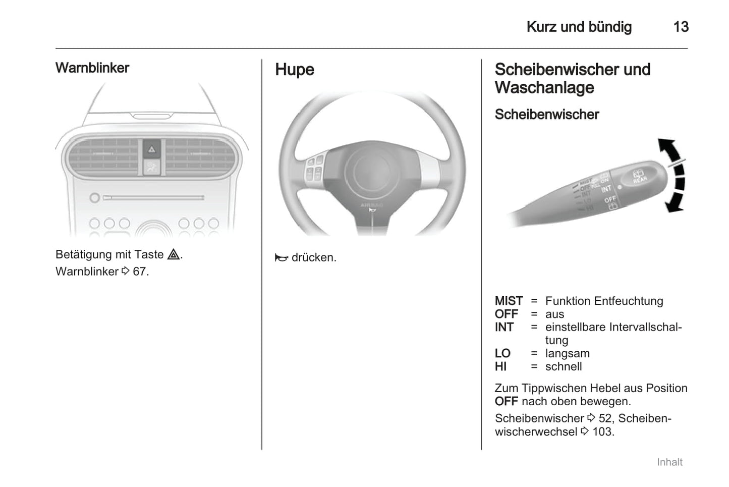 2011-2012 Opel Agila Owner's Manual | German