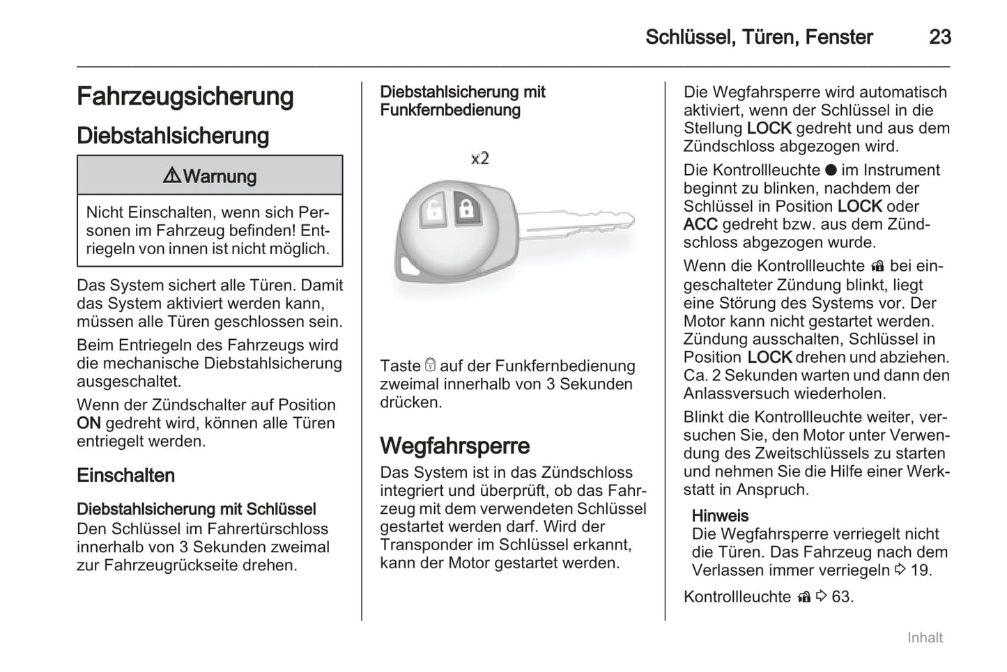 2011-2012 Opel Agila Owner's Manual | German