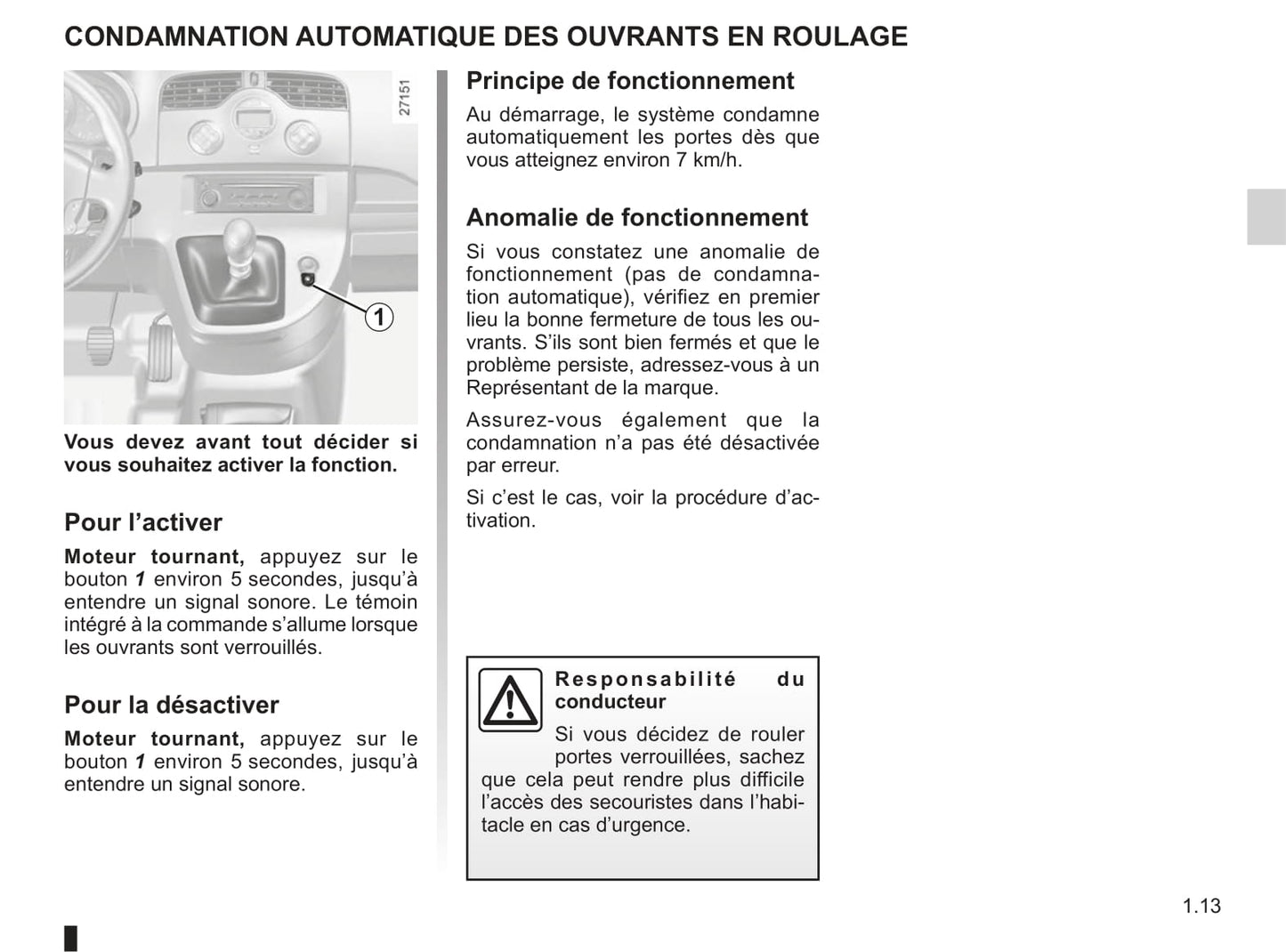 2012-2013 Renault Kangoo Manuel du propriétaire | Français