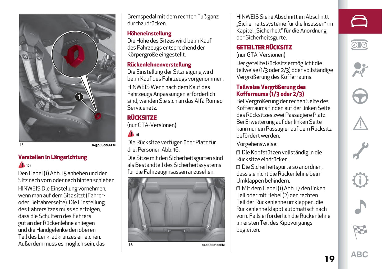 2021 Alfa Romeo Giulia GTA/Giulia GTAm Owner's Manual | German