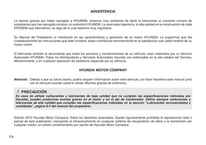 2010-2012 Hyundai Santa Fe Manuel du propriétaire | Espagnol