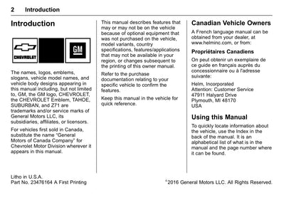 2017 Chevrolet Suburban/Tahoe Manuel du propriétaire | Anglais