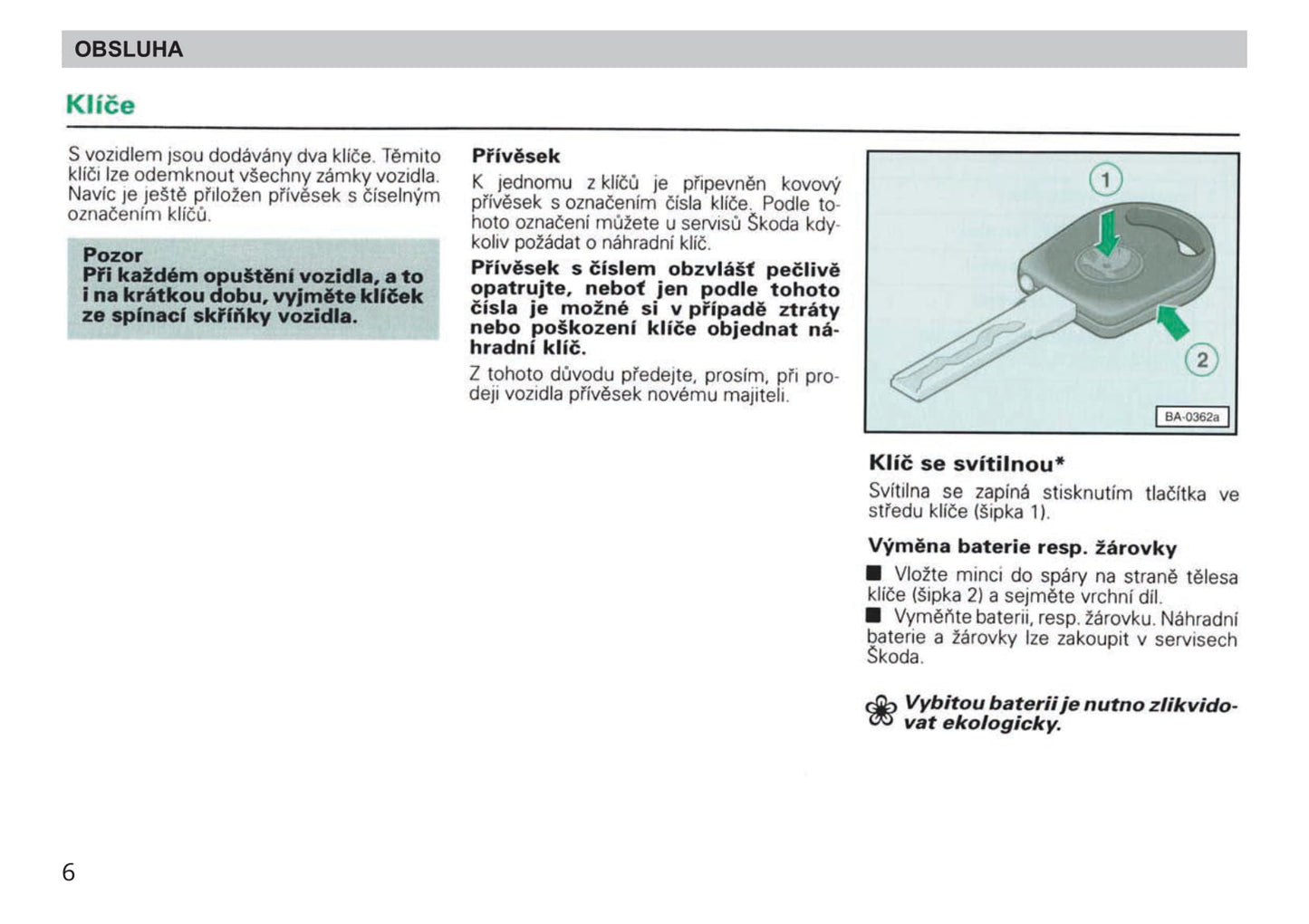 1998-1999 Skoda Felicia Owner's Manual | Czech