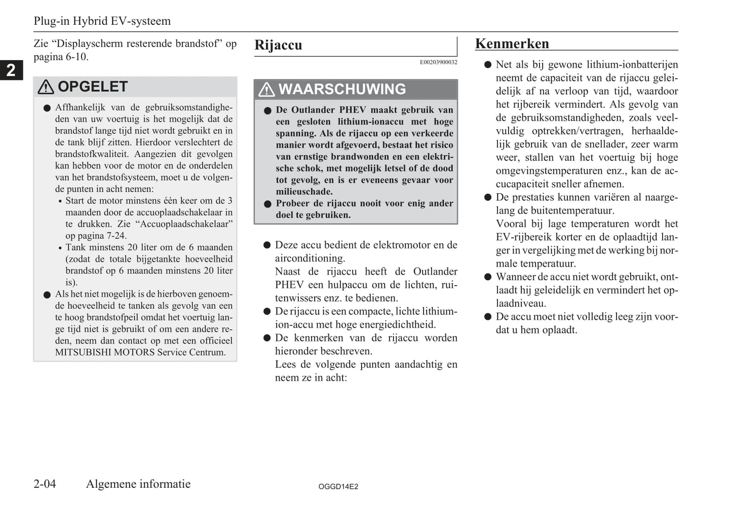 2012-2015 Mitsubishi Outlander PHEV Owner's Manual | Dutch