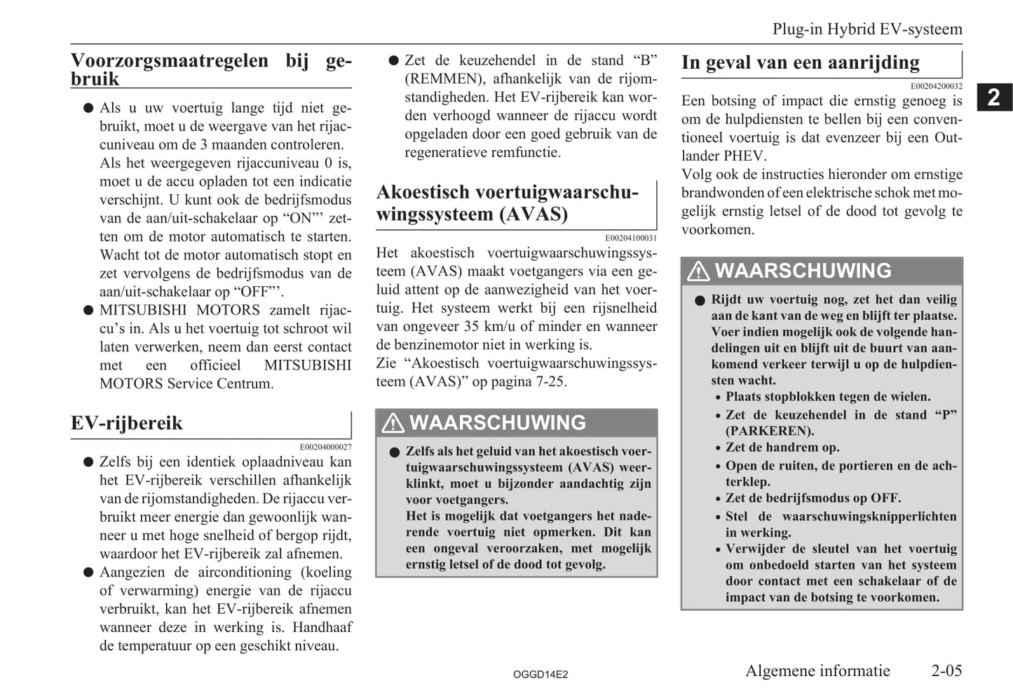 2012-2015 Mitsubishi Outlander PHEV Owner's Manual | Dutch