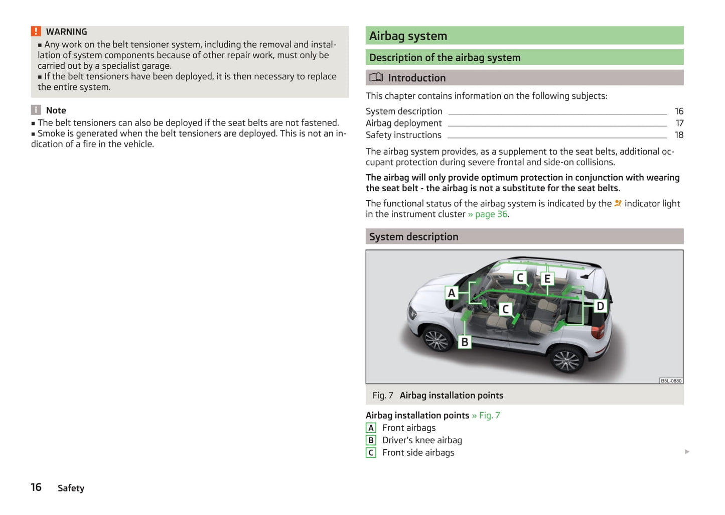 2013-2018 Skoda Yeti Manuel du propriétaire | Anglais