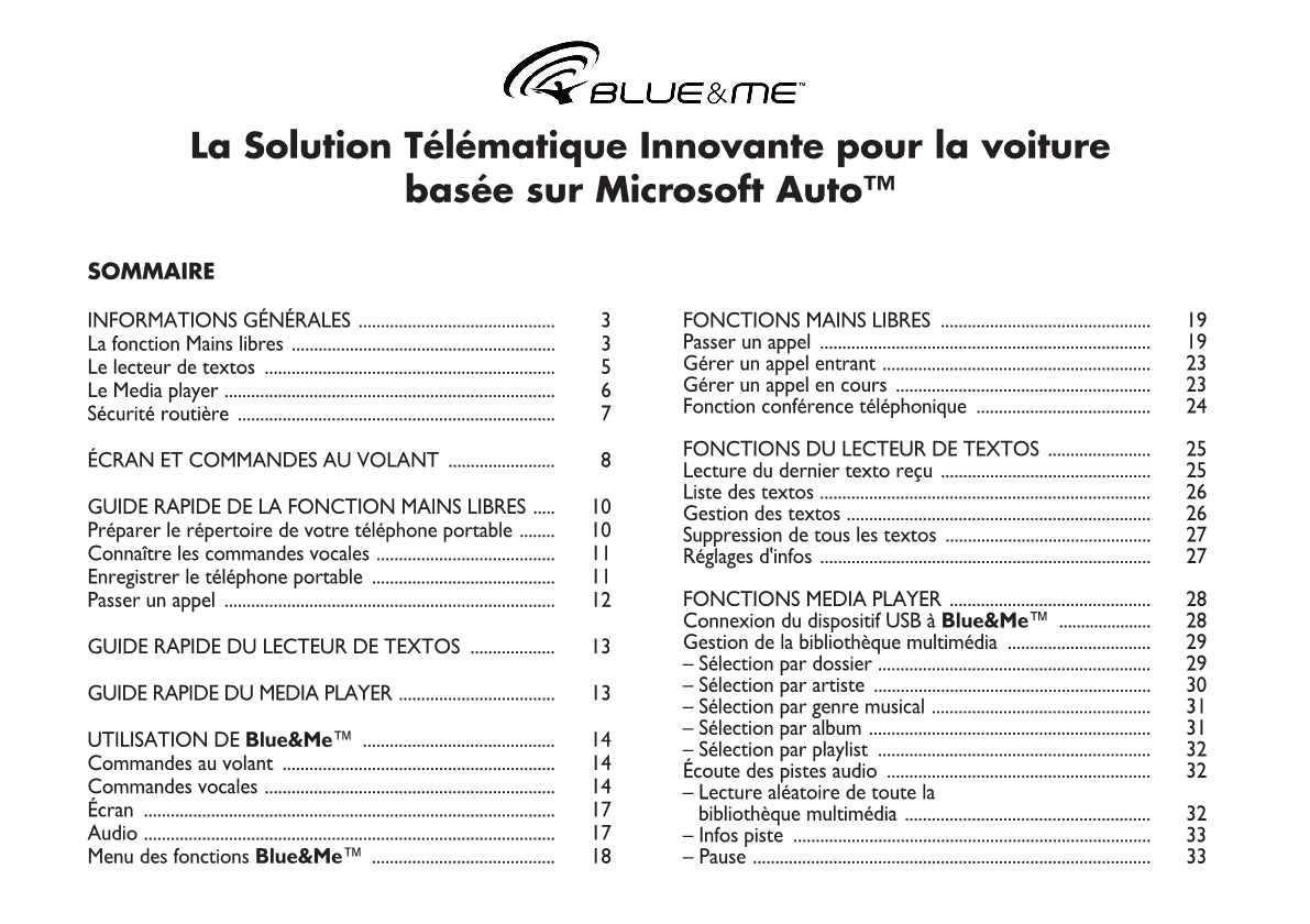 Fiat Qubo Blue&Me  Guide d'utilisation 2008 - 2016