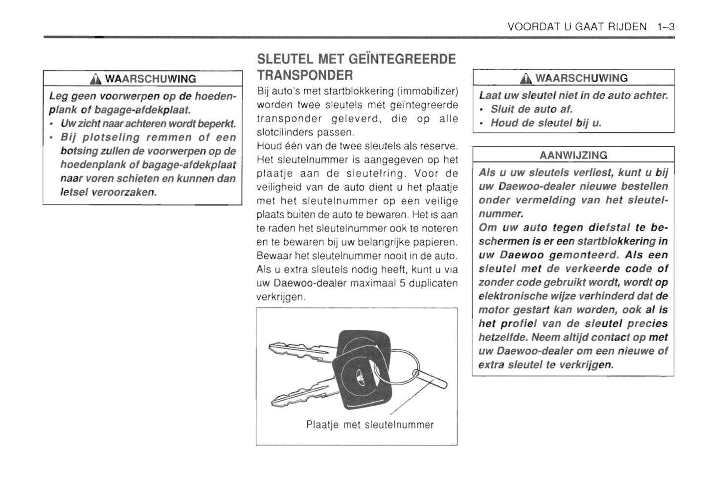 1997-2002 Daewoo Leganza Bedienungsanleitung | Niederländisch