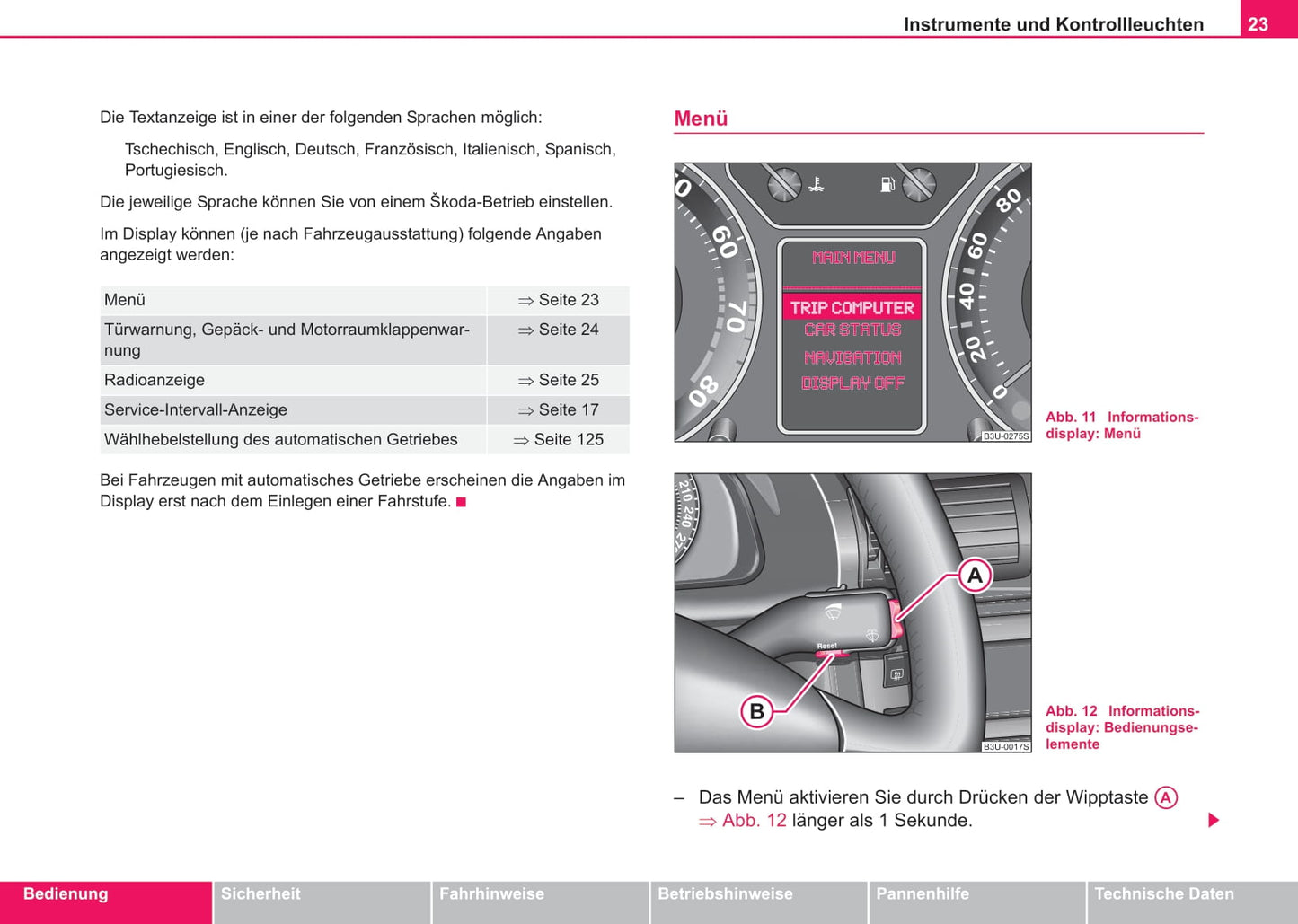 2003-2004 Skoda Suberb Owner's Manual | German