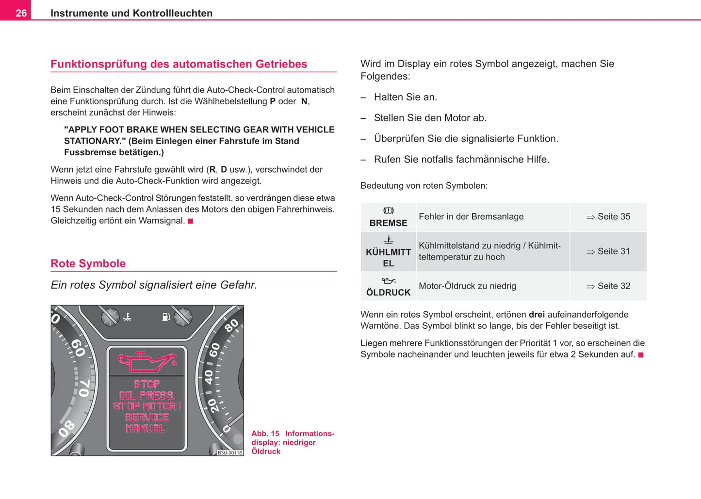 2003-2004 Skoda Suberb Owner's Manual | German