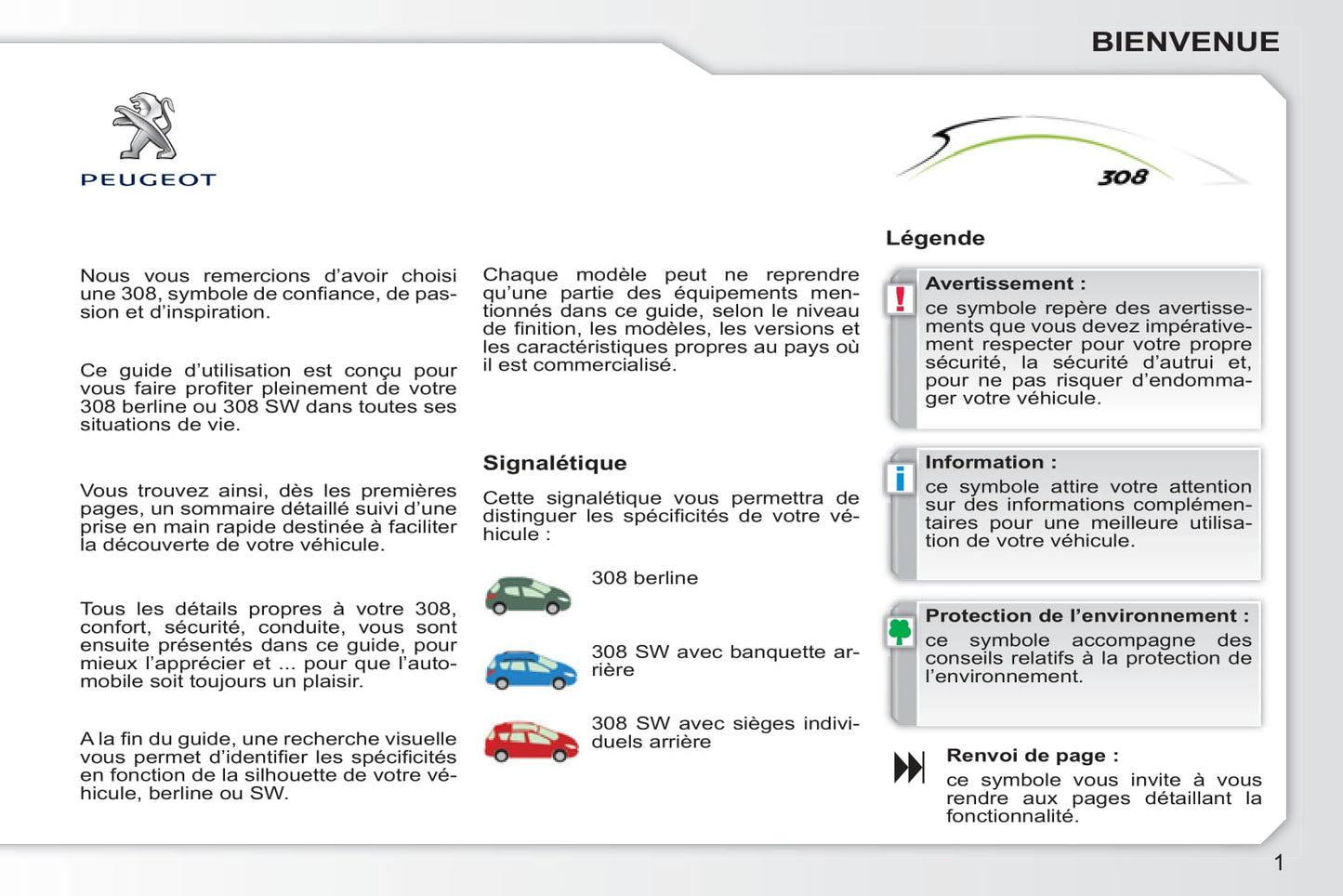 2010-2011 Peugeot 308 Manuel du propriétaire | Français