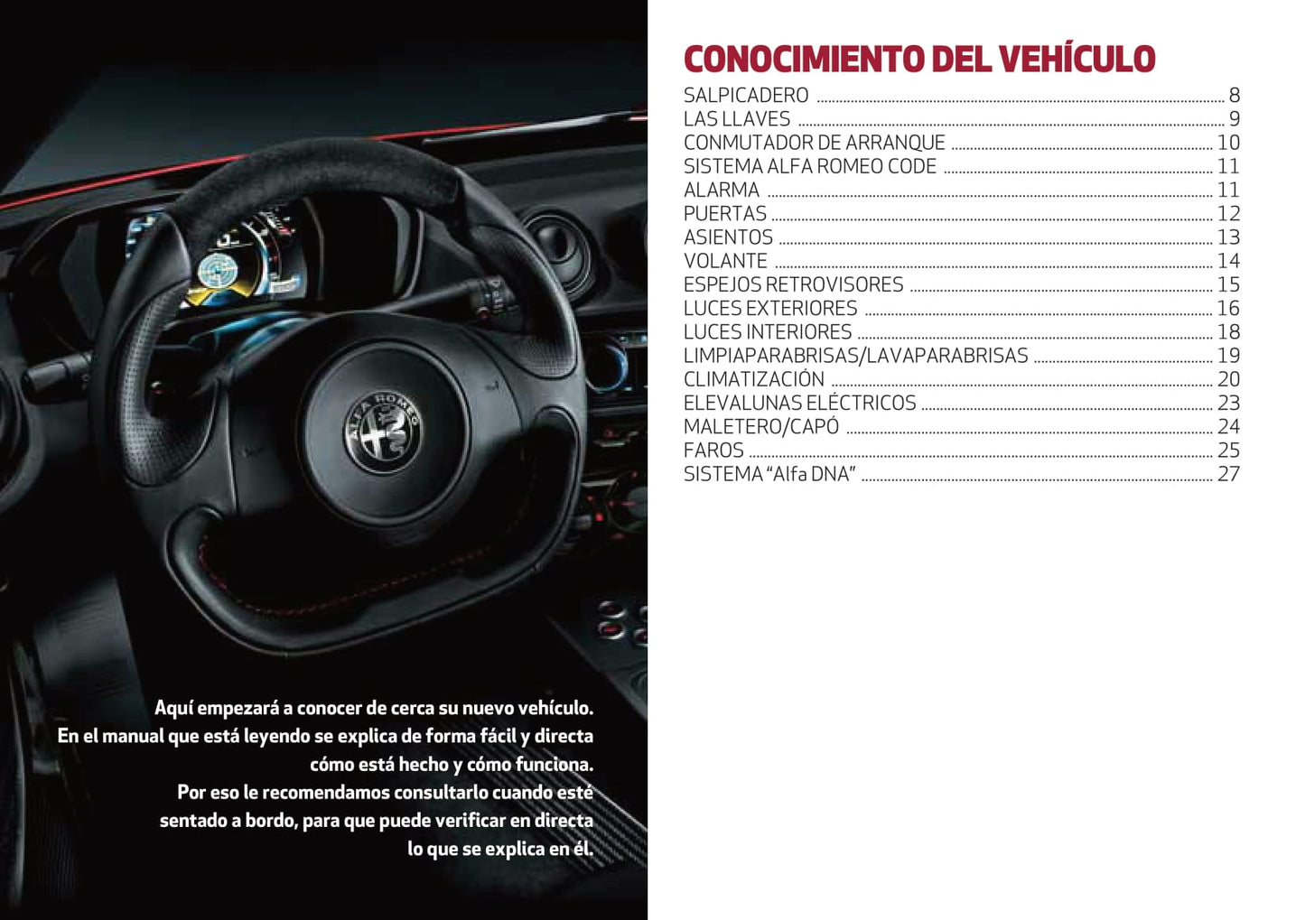 2016-2018 Alfa Romeo 4C Owner's Manual | Spanish