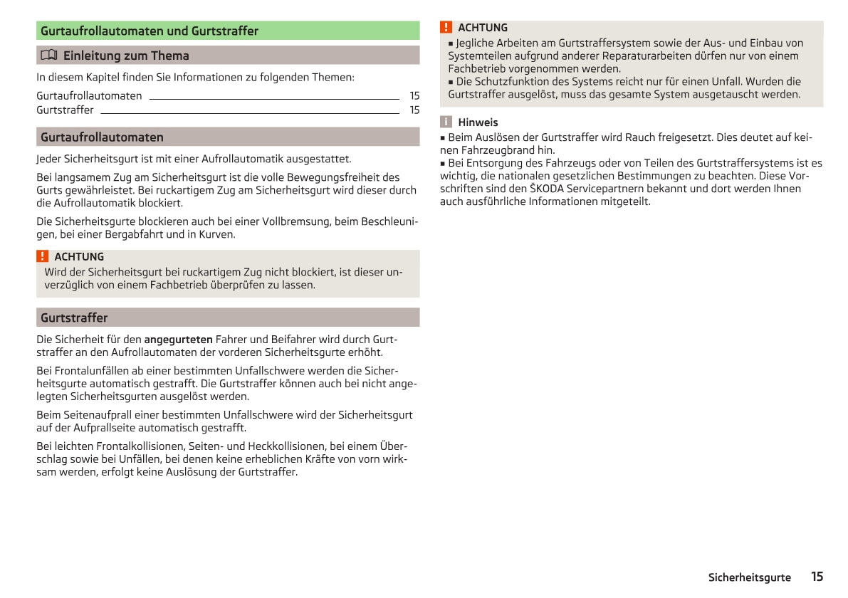 2014-2015 Skoda Citigo Owner's Manual | German