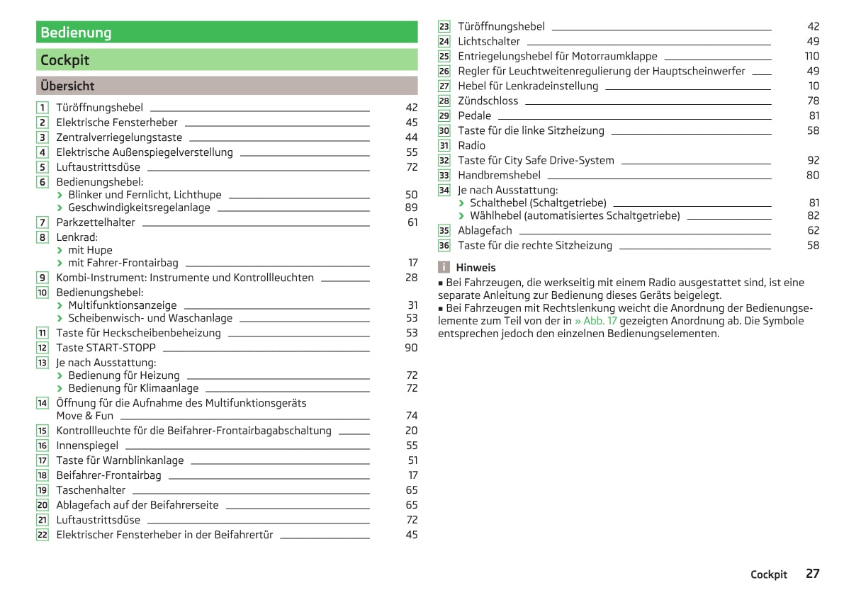 2014-2015 Skoda Citigo Owner's Manual | German