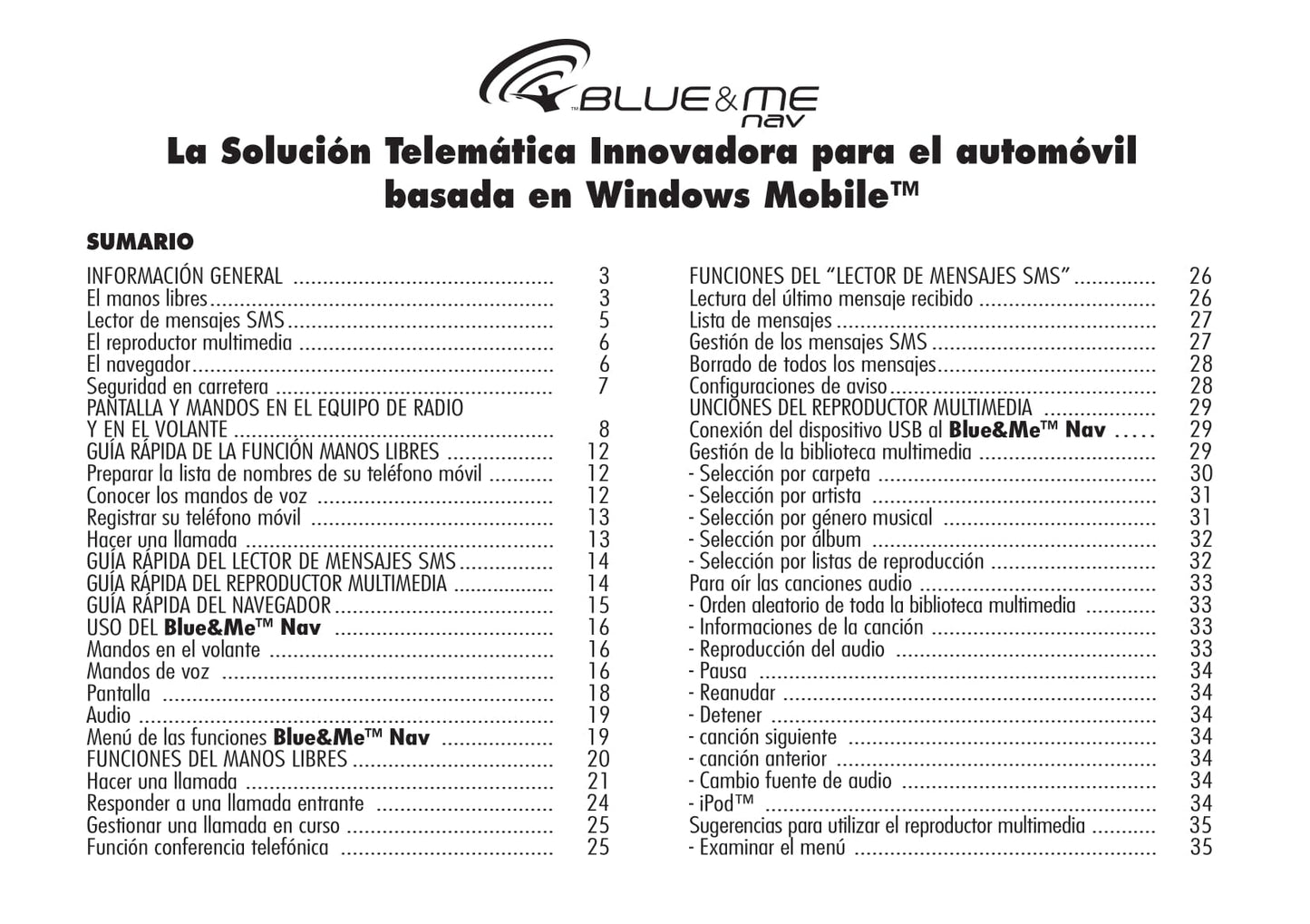 Alfa Romeo Blue&Me Nav Instrucciones 2008 - 2011