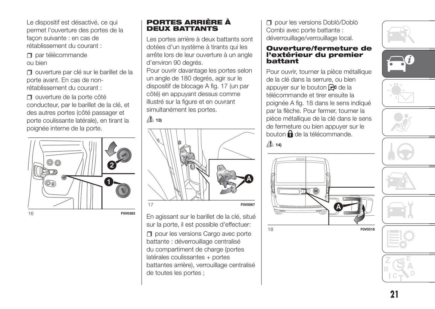 2011-2015 Fiat Doblò Cargo Manuel du propriétaire | Français