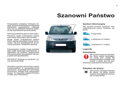 2011-2012 Peugeot Partner Origin Owner's Manual | Polish