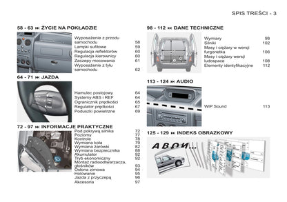 2011-2012 Peugeot Partner Origin Owner's Manual | Polish