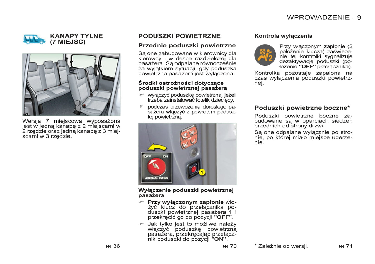 2011-2012 Peugeot Partner Origin Owner's Manual | Polish