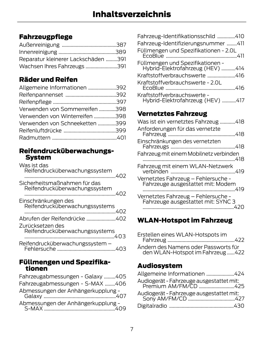 2021-2023 Ford Galaxy/S-max Owner's Manual | German