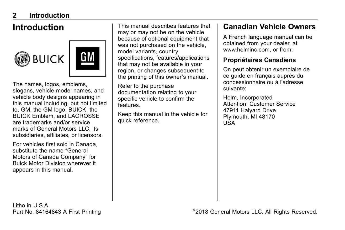 2020 Buick LaCrosse Manuel du propriétaire | Anglais