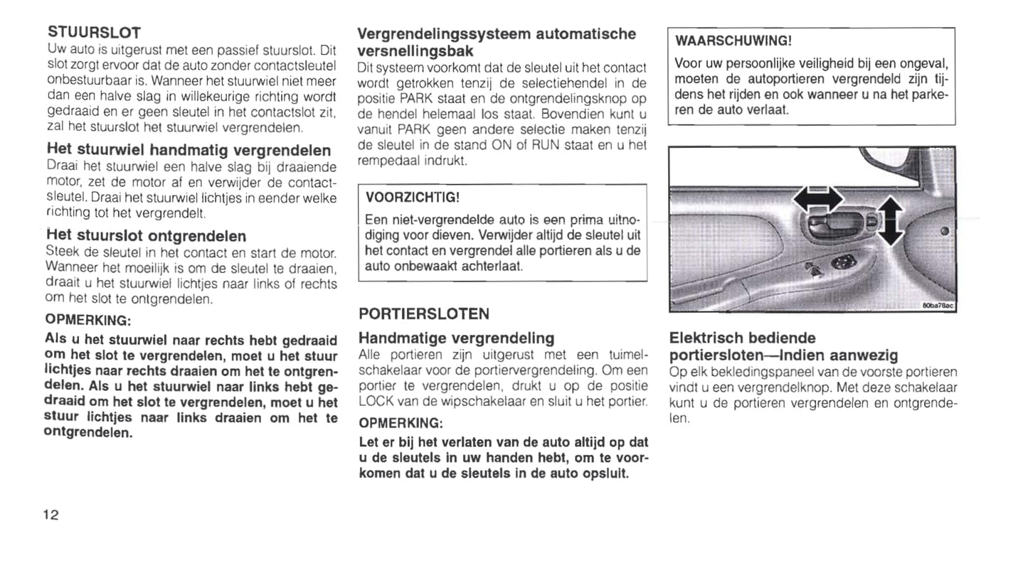 1999-2005 Chrysler Neon Bedienungsanleitung | Niederländisch