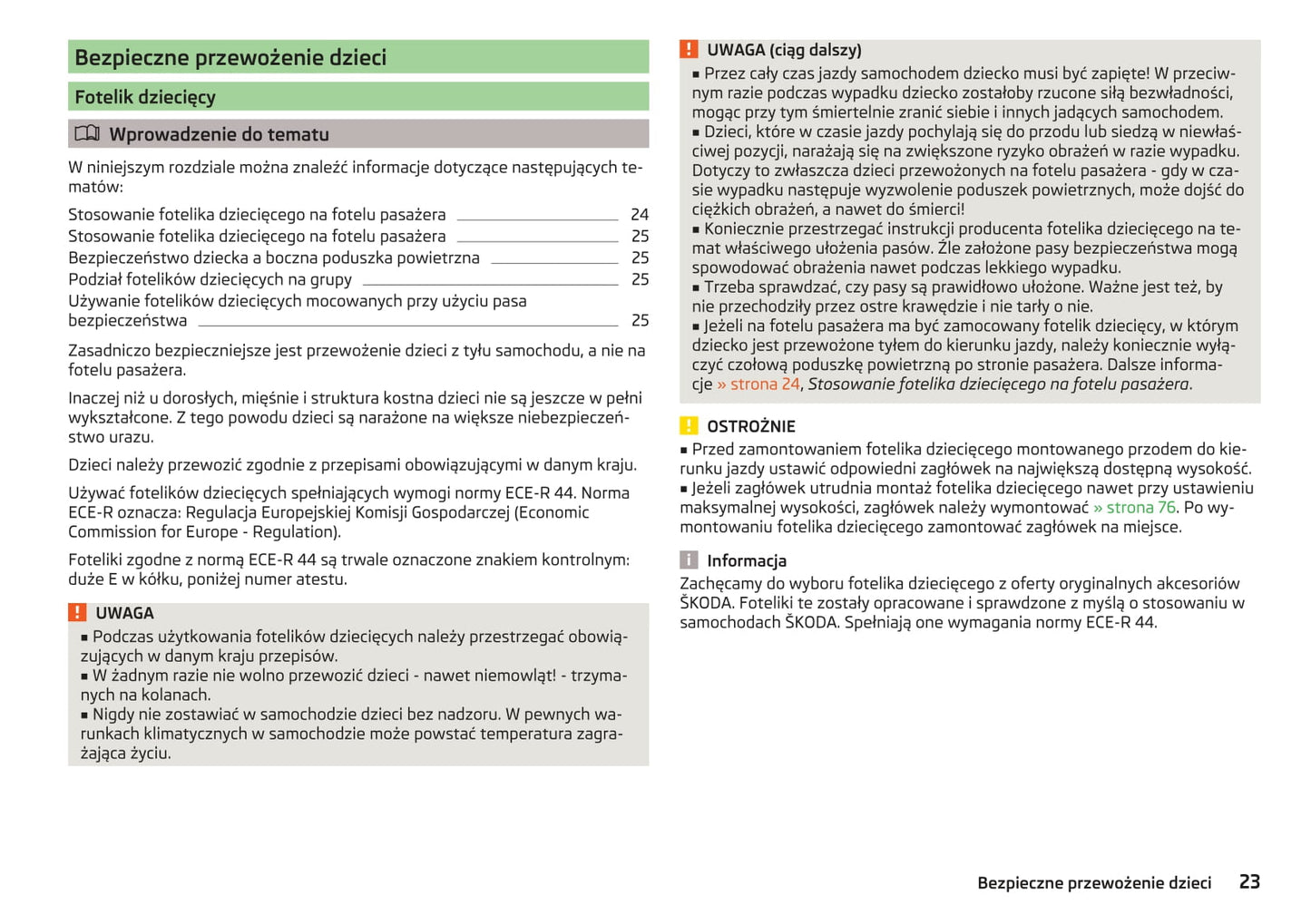 2014-2015 Skoda Roomster Owner's Manual | Polish