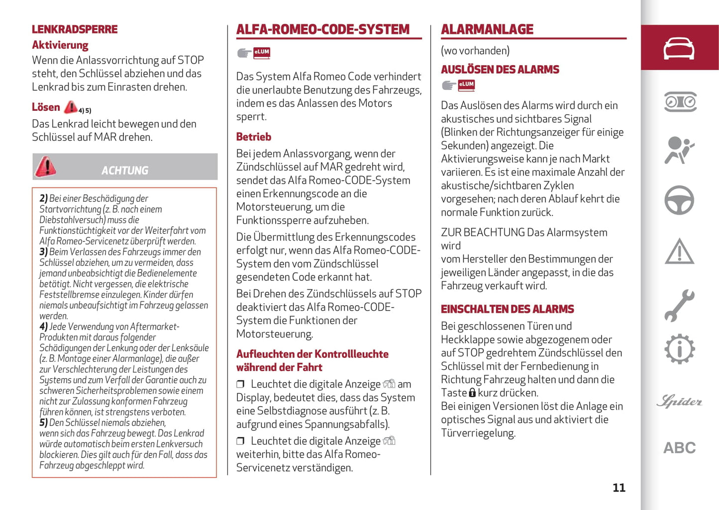 2013-2023 Alfa Romeo 4C Owner's Manual | German