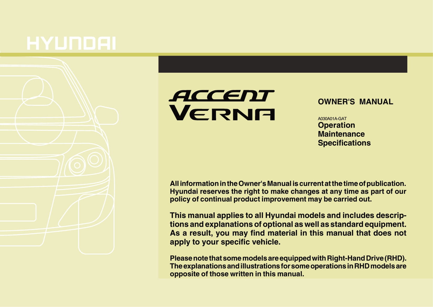 2009-2010 Hyundai Accent Owner's Manual | English